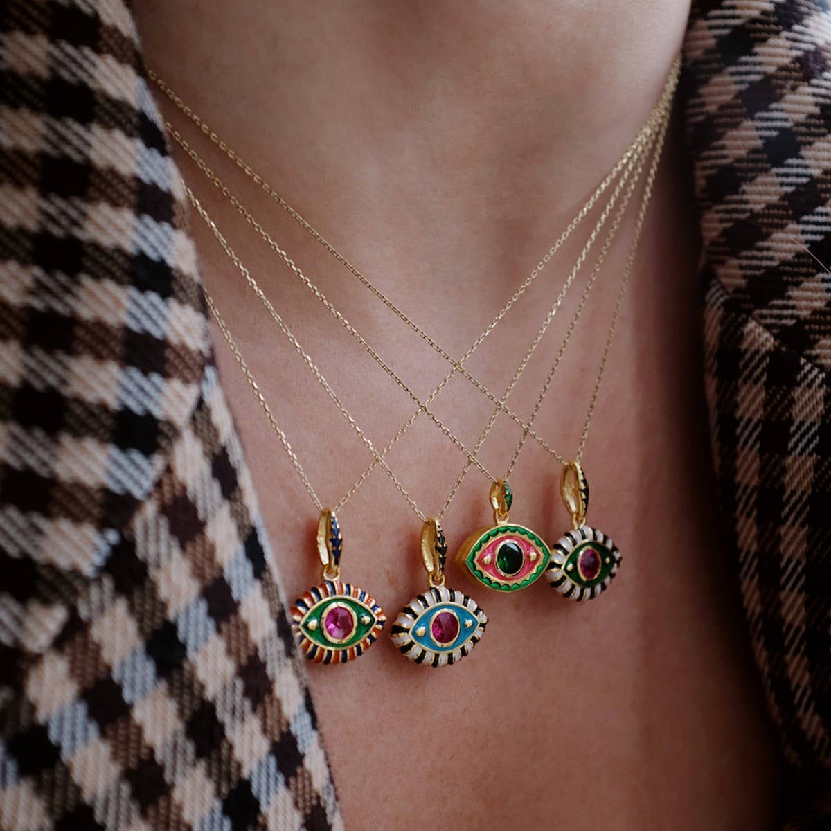 Ins Style Colorful Evil Eye Pendant Necklace_CWAJE05672
