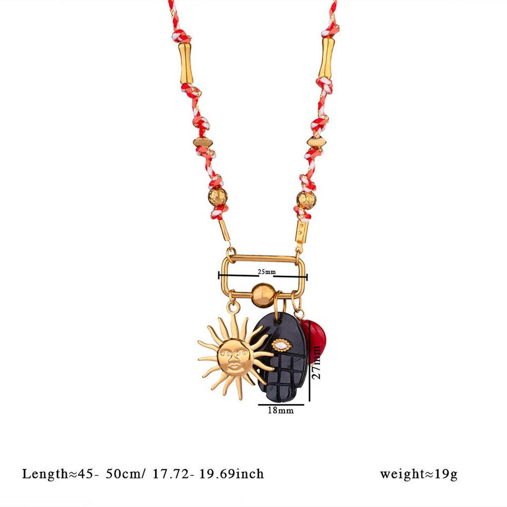 18K Eye Pendant Necklace with Natural Stone_CWMM7526