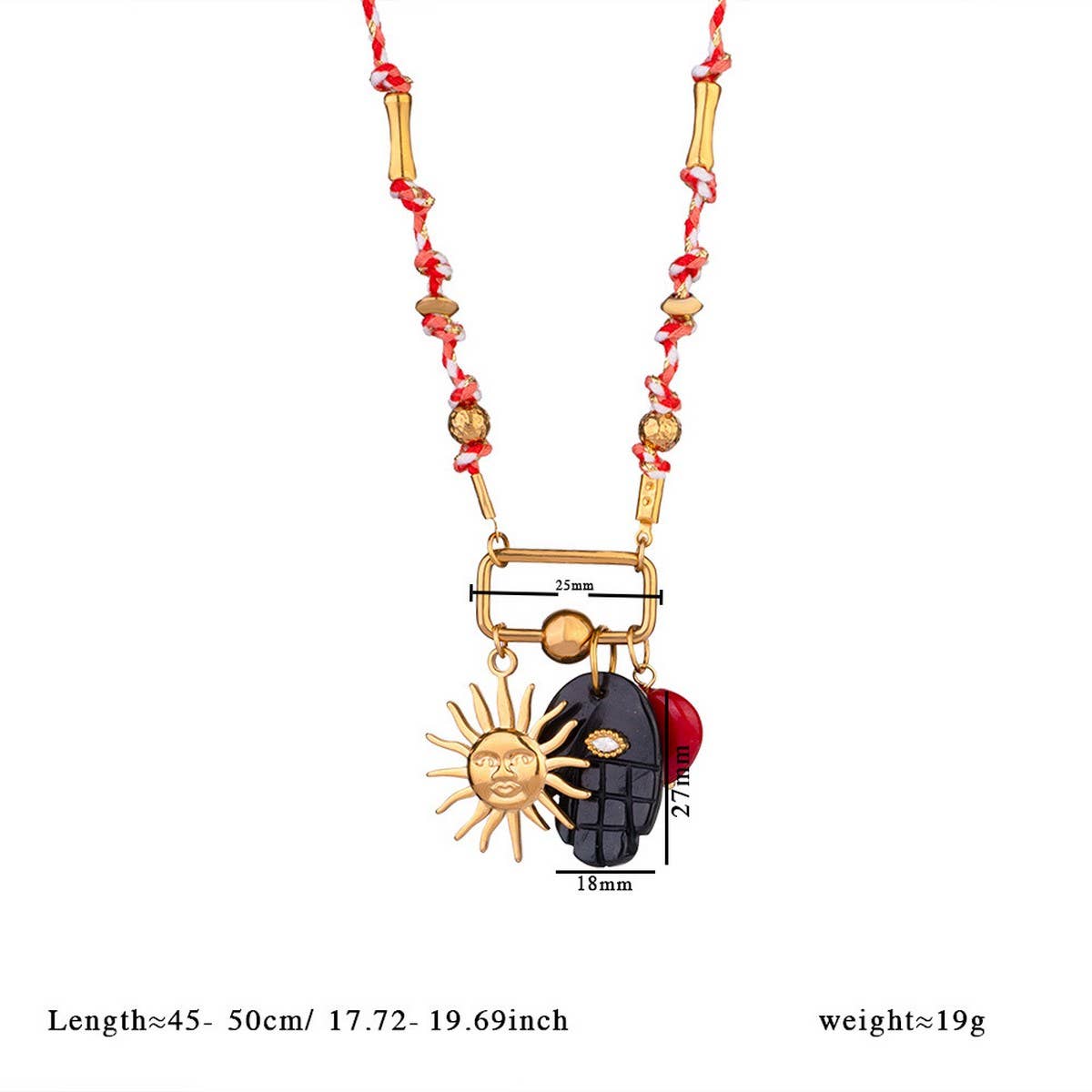 18K Eye Pendant Necklace with Natural Stone_CWMM7526