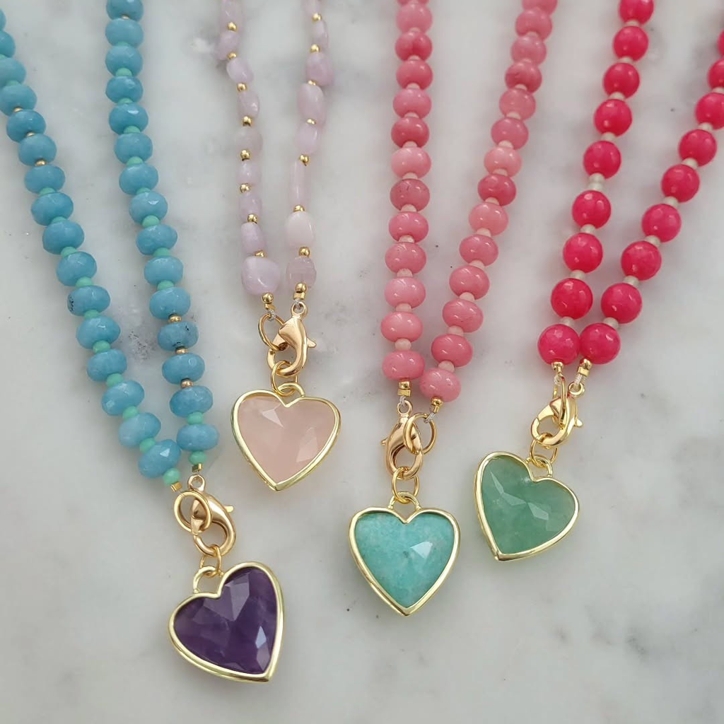 Dopamine Colorful Heart Beaded Necklace Fashion Jewelry