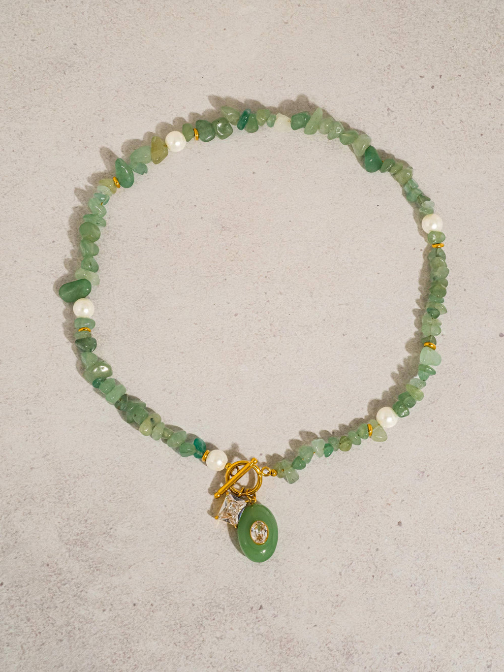Cercey 18K Gold Non-Tarnish Stone Charm Necklace