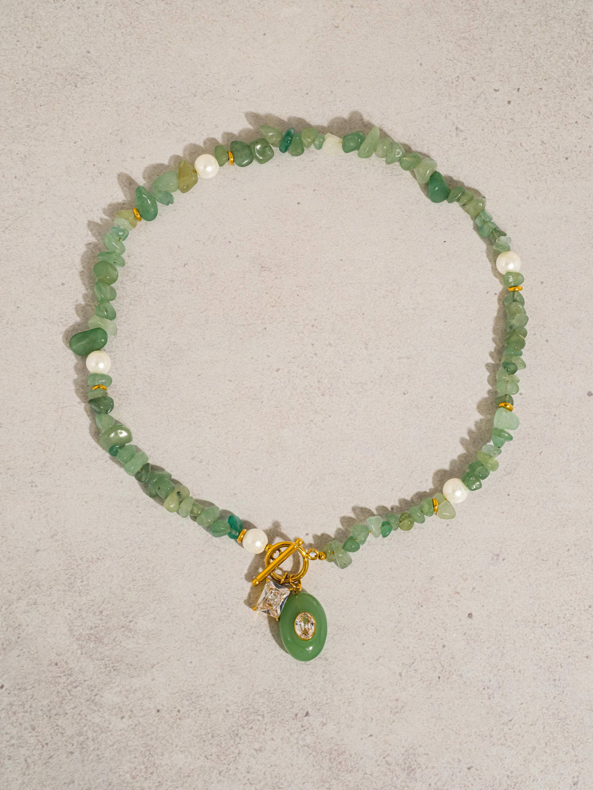 Cercey 18K Gold Non-Tarnish Stone Charm Necklace