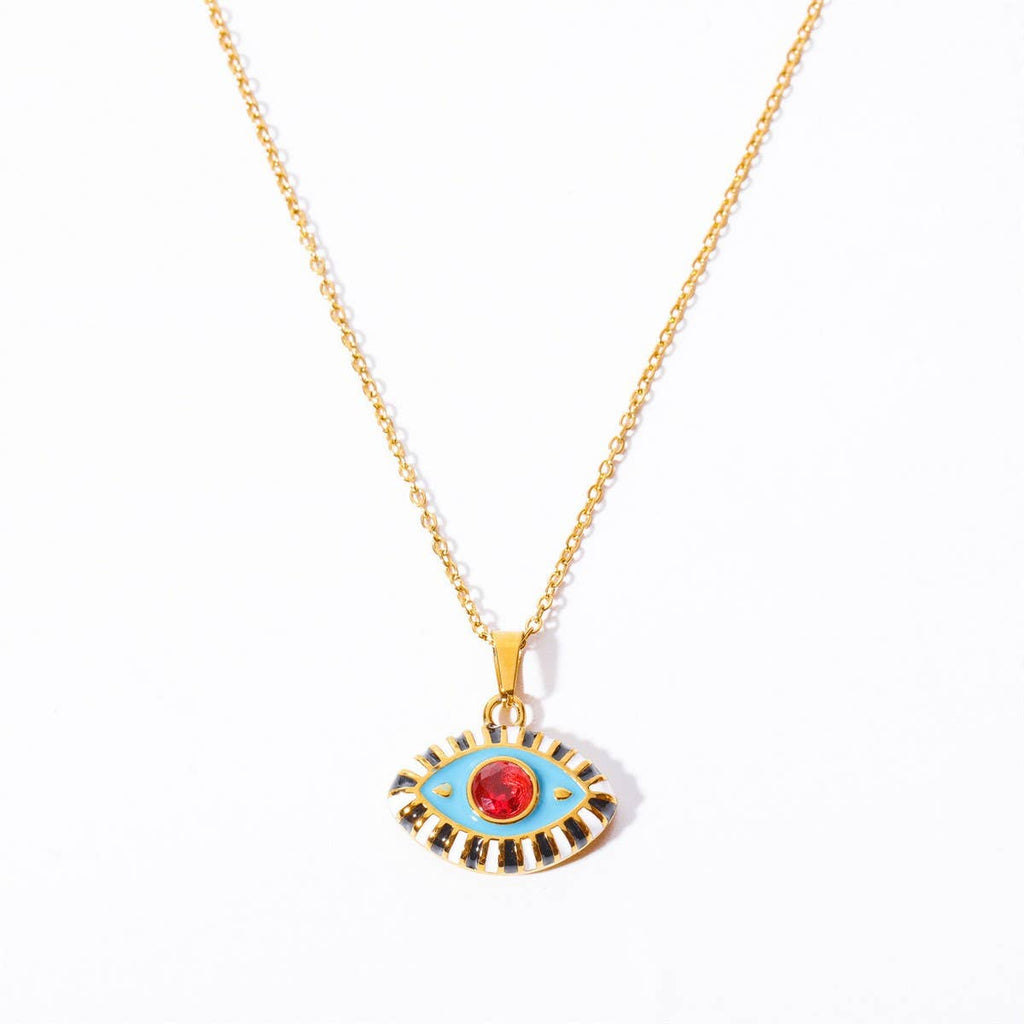 Ins Style Colorful Evil Eye Pendant Necklace_CWAJE05672