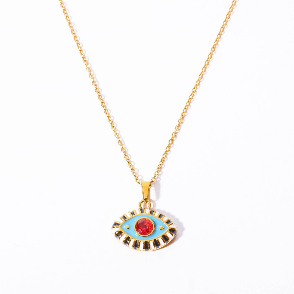 Ins Style Colorful Evil Eye Pendant Necklace_CWAJE05672