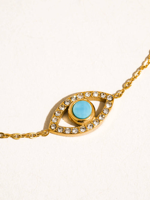 Celestine 18K Gold Non-Tarnish Evil Eye Chain Bracelet