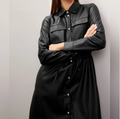 Hugo Boss Black Faux Leather Jacket Button Front Women’s Size 8