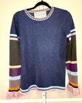 Joanne Hynes Shimmer Knit Colorblock Sweater Top Bell Sleeve Size S