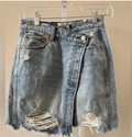 NWT We The Free Wynne Black Washed Denim Wrap Mini Skirt