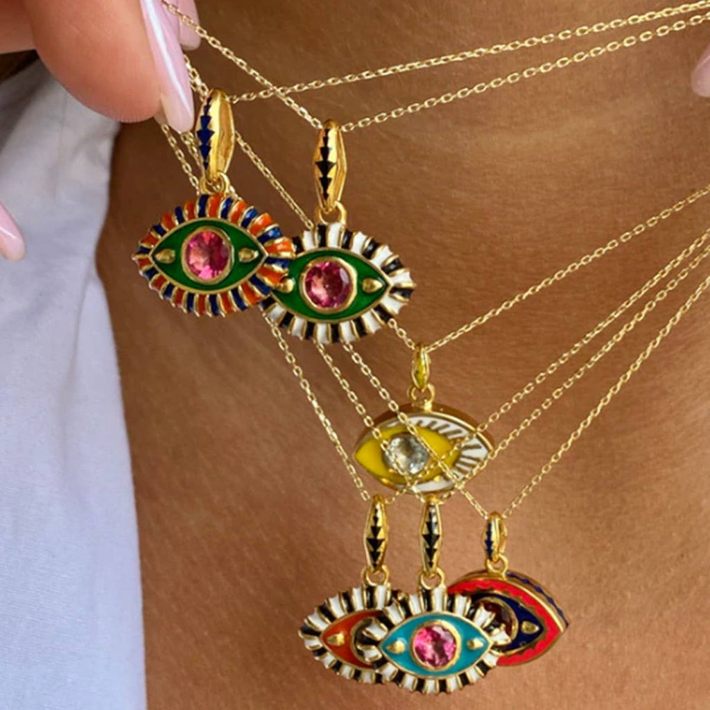 Ins Style Colorful Evil Eye Pendant Necklace_CWAJE05672