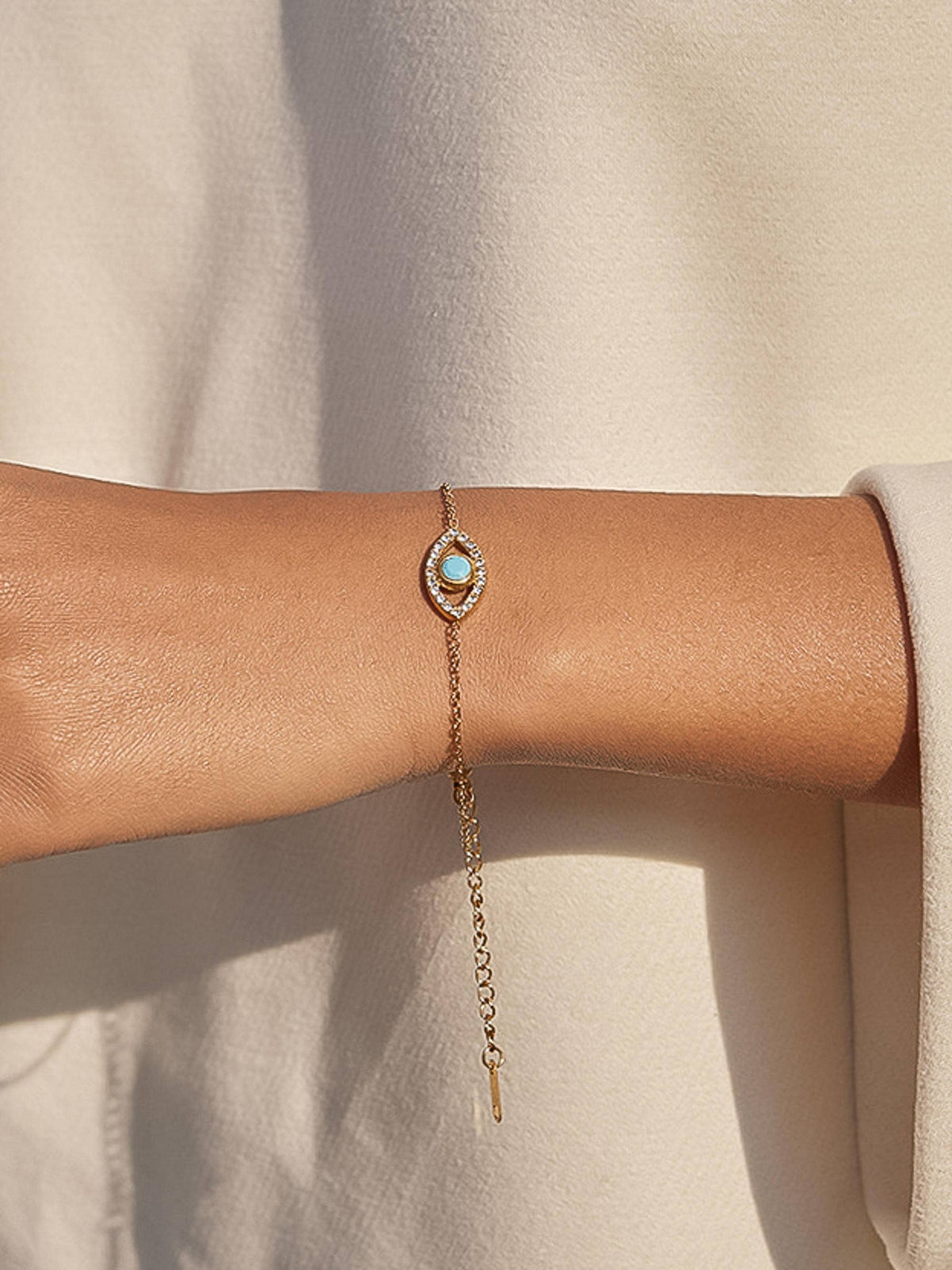 Celestine 18K Gold Non-Tarnish Evil Eye Chain Bracelet