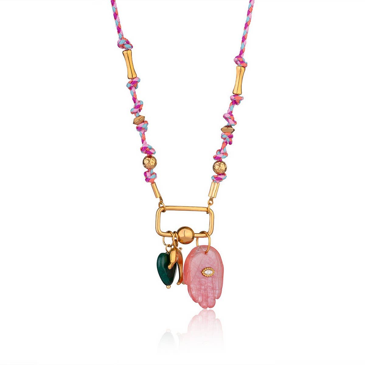 18K Eye Pendant Necklace with Natural Stone_CWMM7526