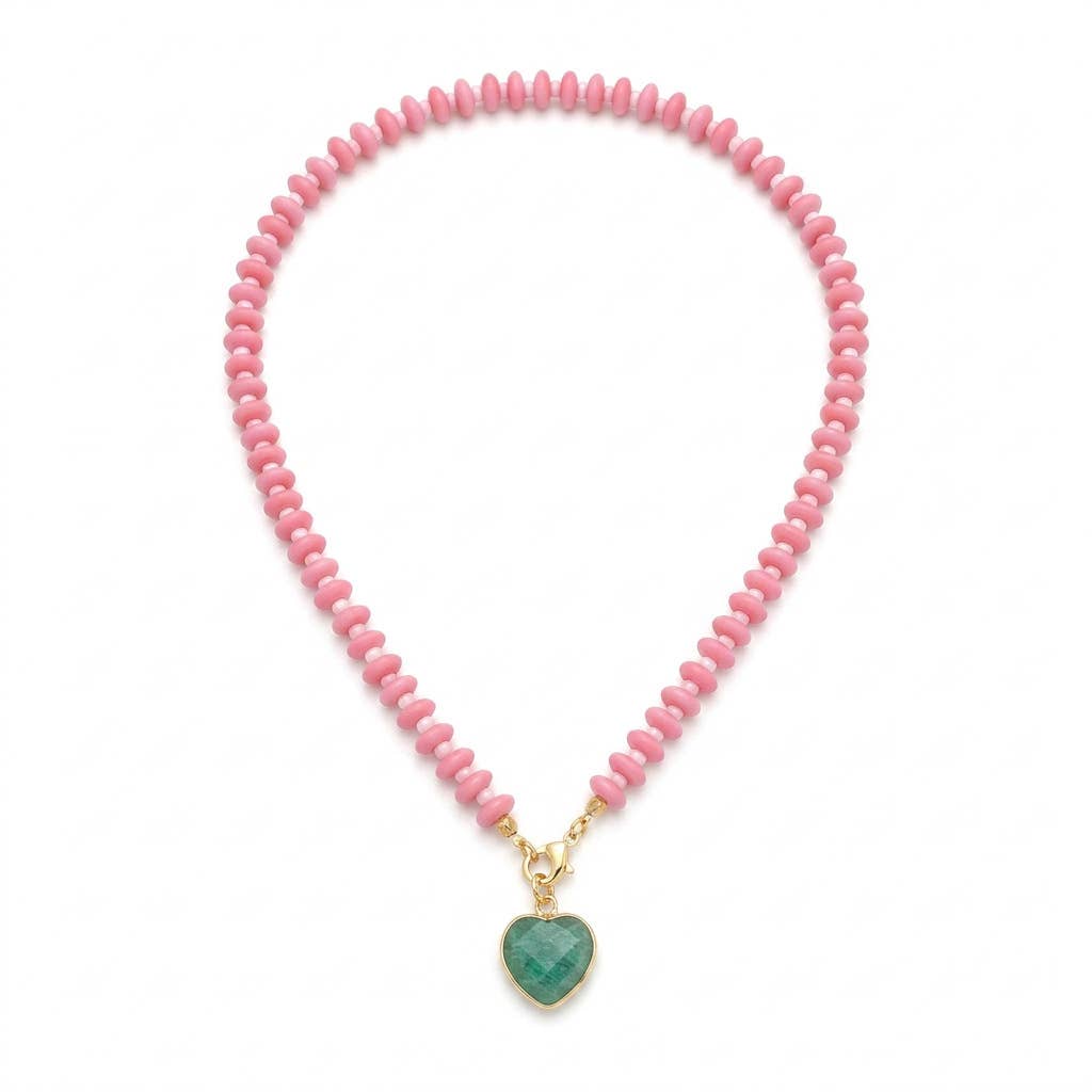 Dopamine Colorful Heart Beaded Necklace Fashion Jewelry