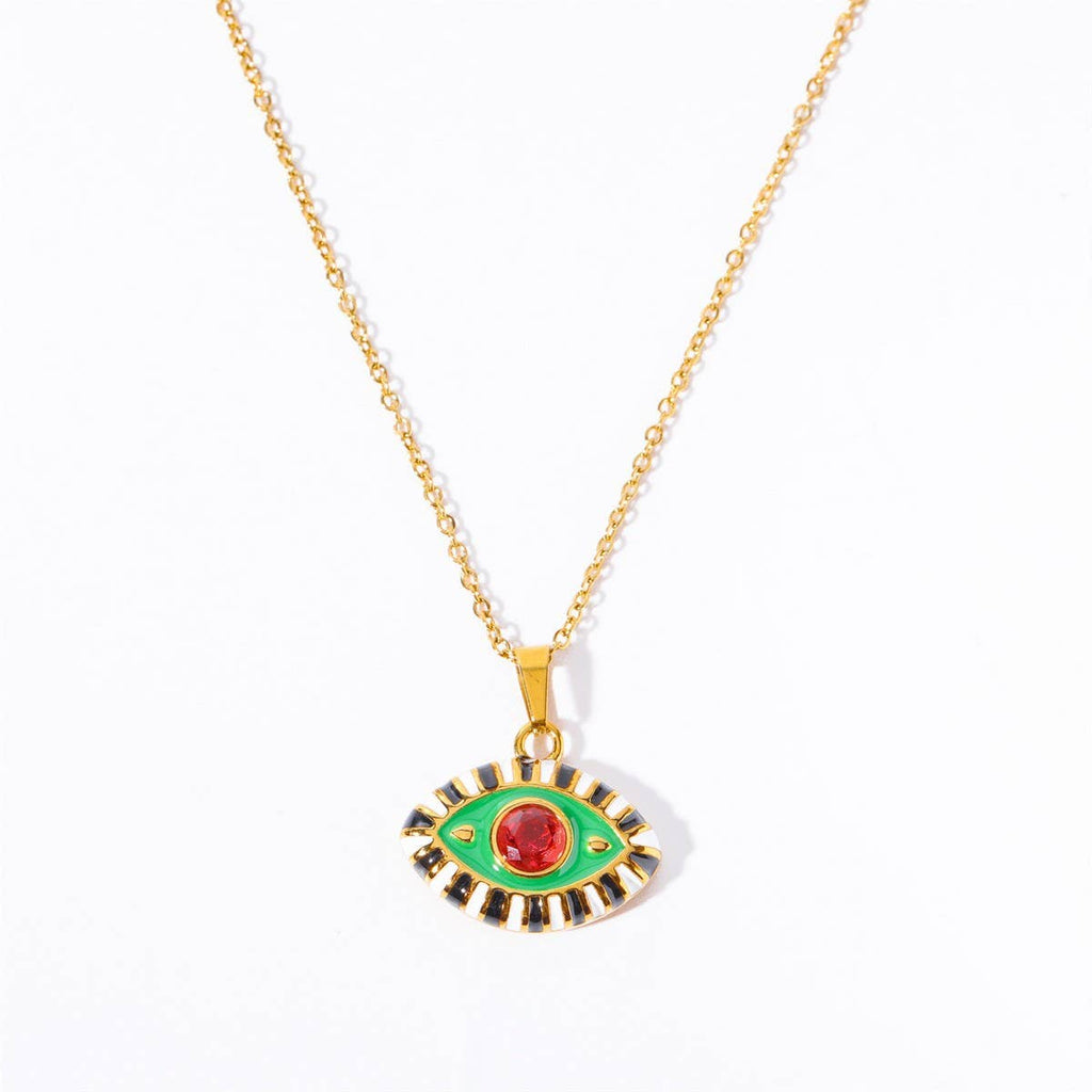 Ins Style Colorful Evil Eye Pendant Necklace_CWAJE05672