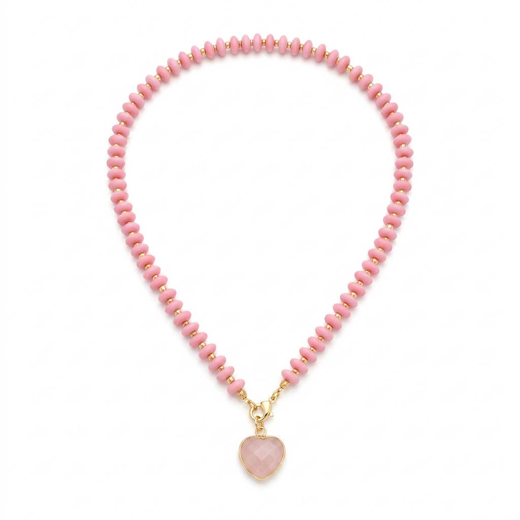 Dopamine Colorful Heart Beaded Necklace Fashion Jewelry