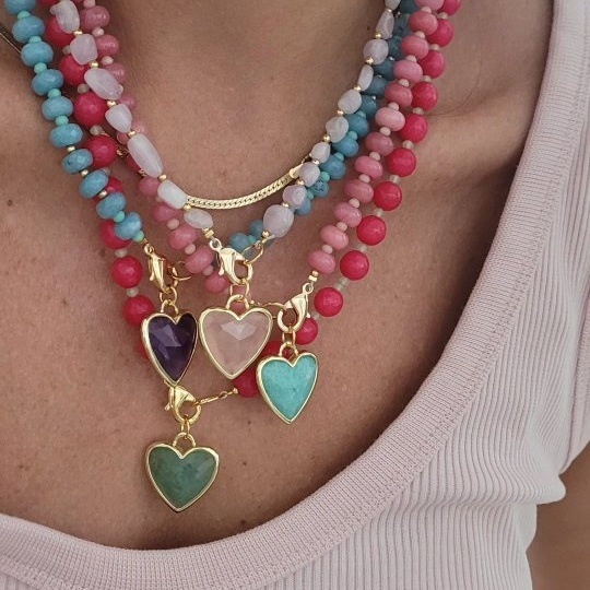 Dopamine Colorful Heart Beaded Necklace Fashion Jewelry