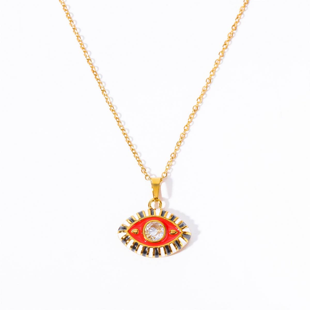 Ins Style Colorful Evil Eye Pendant Necklace_CWAJE05672