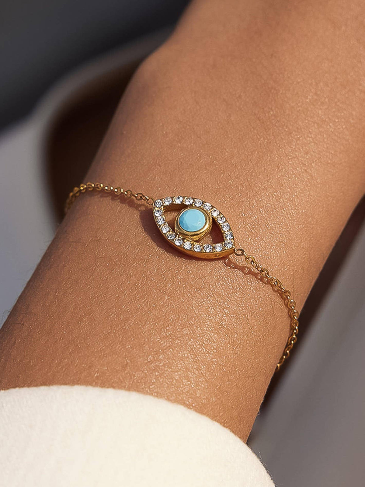 Celestine 18K Gold Non-Tarnish Evil Eye Chain Bracelet
